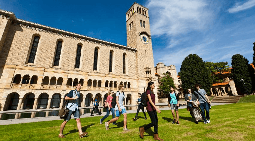 Students walking on campus